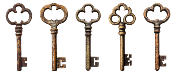 Vintage Bronze key PNG collection, Transparent background