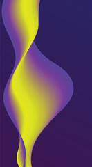 Abstract vertical background with a gradient yellow wave flowing on a purple copy space for design