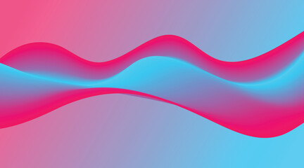 Abstract horizontal background with flowing pink and blue waves for modern and vibrant design