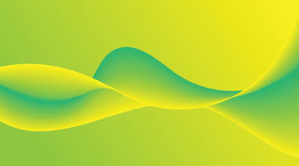 Abstract green and yellow gradient background with flowing wavy line shape for modern design