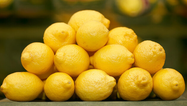 Pile of fresh lemons. Tasty and sweet fruit. Delicious and healthy citrus.