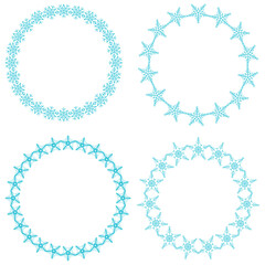 4 pieces of Blue Snowflake Wreath Vectors