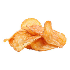 potato chips on white background
