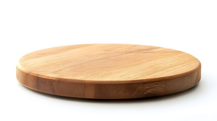 Round wood podium base mock up, isolated on white background