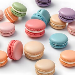 Obraz premium colorful French macarons with white background