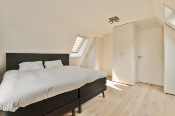 Modern minimalist bedroom with ample sunlight