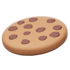 Chocolate Cookies 3D Rendering Icon Isolated Transparent Background	