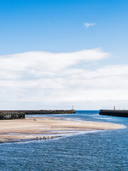 River Coquet mouth at Amble, Northumberland, UK