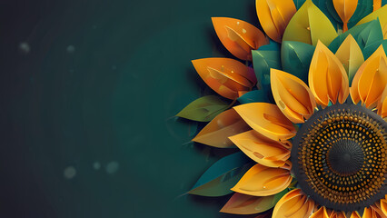 Obraz premium Abstract illustration with a sunflower theme using geometric shapes and gradients