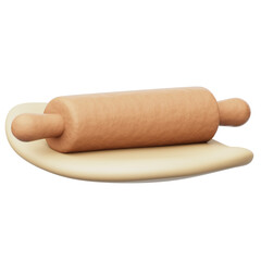 Roller Bake Tool 3D Rendering Icon Isolated Transparent Background	