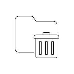 Trash folder icon line style isolated on white background. Vector illustration