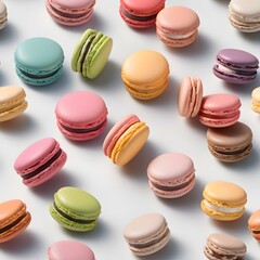 Obraz premium colorful French macarons with white background