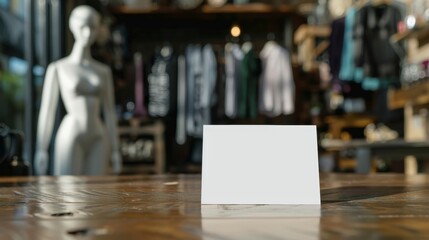 Obraz premium Photo of blank white business card on table with mannequin