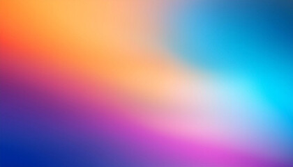 Fototapeta premium Dynamic light blue azure pink purple neon orange background. Multicolor blurred ultra-wide grainy gradient.