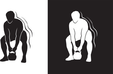 Vector Gym Fitness Silhouette, Black and white fitness silhouette.