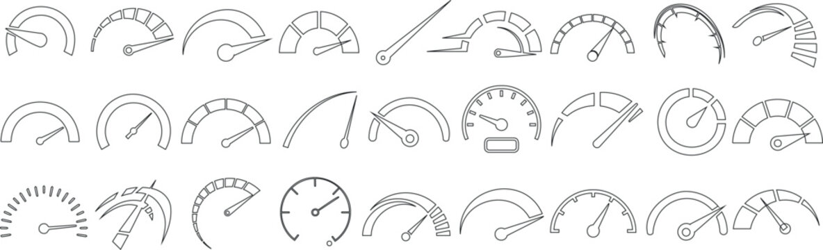 speedometer speed gauge vector set 