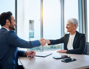 Fototapeta premium Collaboration and teamwork are shown through handshakes during agreements, consultations, or introductions in meetings.