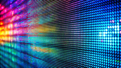 Obraz premium Close-up of an LED screen displaying a spectrum of vibrant colors with emphasis on individual pixels