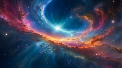 Fototapeta premium Colorful Nebulae Clouds in Distant Space. The Endless Space. Distant Galaxies in Unknown Solar System. Exoplanets Outer Space. Interstellar Travel. 