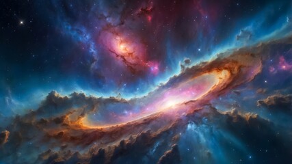 Vibrant Colorful Spiral Galaxy. Alien Space Nebula. Interstellar Journey. Endless Cosmos. Nebulae Clouds in Distant Space. The Endless Space. Distant Galaxies in Unknown Solar System.