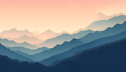 Serenity at Dusk - Layered Mountain Vista