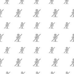 Mute microphone icon isolated seamless pattern on white background