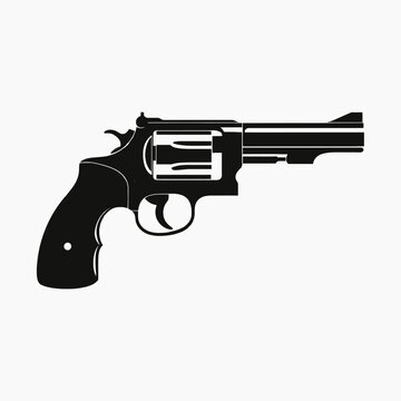 recommend clip art: Black revolver gun vector illustration