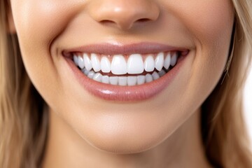 Fototapeta premium Beautiful smile with healthy white teeth close-up