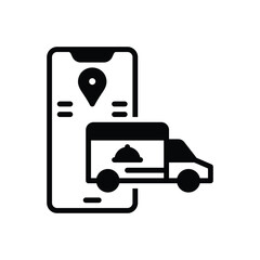 Fototapeta premium Black solid icon for food delivery