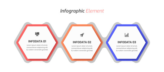 Minimal Business Infographic Template Design with Hexagon Label Icon and 3 Options for Presentation