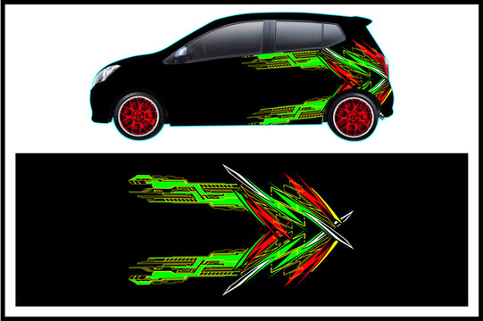 set of vehicle graphic kit vector. Modern abstract background for car wrap branding and automobile sticker decals livery 