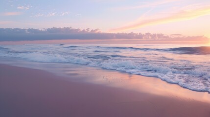 Tranquil Sunset Bliss. Serene beach scene with colorful sky