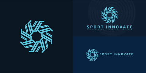 Modern spiral initial letter SI or IS in blue isolated on multiple background colors. The logo is suitable for sports apparel brand technology research logo design inspiration templates.