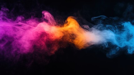 Fototapeta premium Vibrant smoke waves swirling on black background