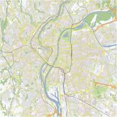 Road map of Lyon in France. Contains layered vector with roads water, parks, etc.