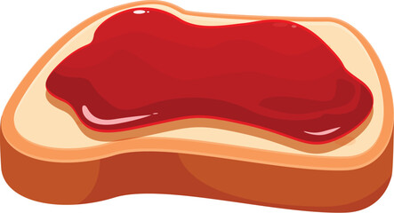 Toasted bread slice covered with strawberry jam for breakfast