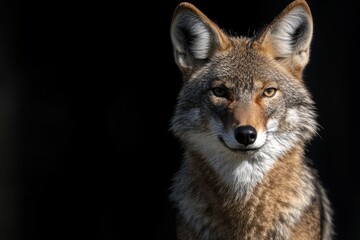 Obraz premium Majestic coyote portrait on dark background