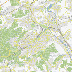 Road map of Stuttgart in Germany. Contains layered vector with roads water, parks, etc.