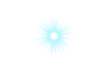 Blue lens flare light effect isolated on transparent background. Glowing star light effect. Sparkle...