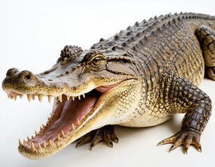 Fototapeta premium Crocodile on White Background. Ai generated image