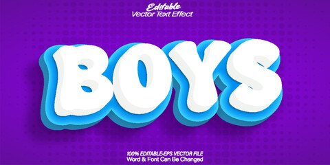 Boys Vector Text Effect Editable Alphabet Kids Happy Child Cute