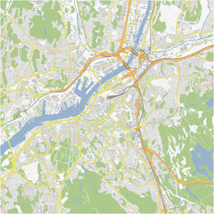 Road map of Gothenburg in Sweden. Contains layered vector with roads water, parks, etc.
