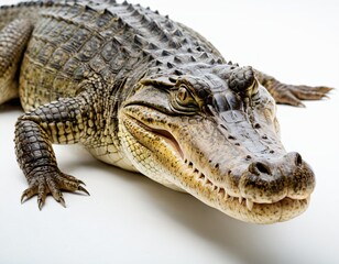 Fototapeta premium Crocodile on White Background. Ai generated image