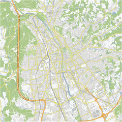 Road map of Graz in Austria. Contains layered vector with roads water, parks, etc.