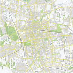Road map of Lodz in Poland. Contains layered vector with roads water, parks, etc.