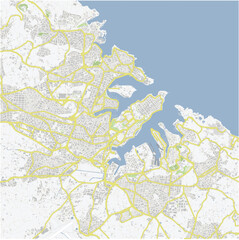 Road map of Valletta in Malta. Contains layered vector with roads water, parks, etc.