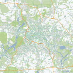Road map of Berlin in Germany. Contains layered vector with roads water, parks, etc.