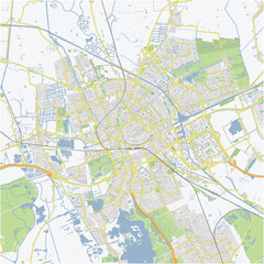 Fototapeta premium Road map of Groningen in Netherlands. Contains layered vector with roads water, parks, etc.