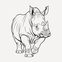 Fototapeta premium Detailed rhinoceros line art