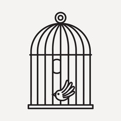 Birdcage illustration with bird